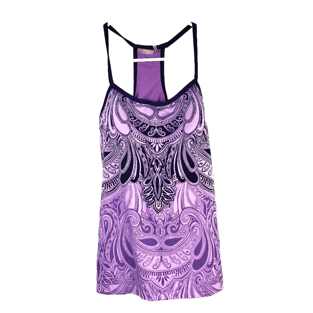 Athleta Ostara tank in purple paisley size small